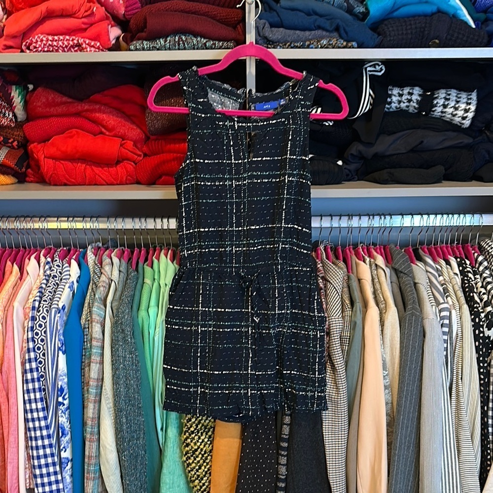 Apt. 9 navy with green/white stripes sleeveless romper size XS